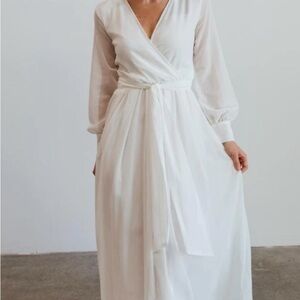 Baltic Born White Long Sleeve Wrap Dress